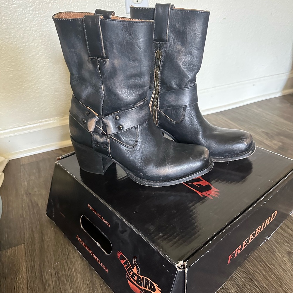 Freebird Black Leather Mid-Calf Boots
